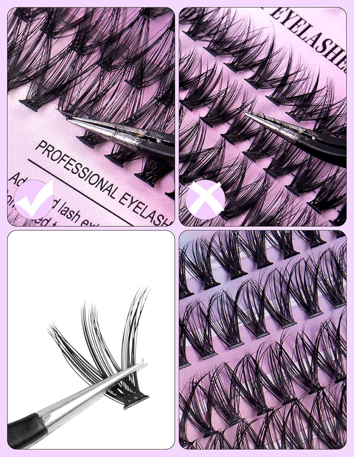 DIY Lash Extension Kit 240Pcs 30D+40D Lash Clusters Eyelash Extension Kit with Lash Bond and Seal Individual Lashes Kit Eyelash Tweezers Eyelash Brush False Eyelashes Natural, Pink image number 2