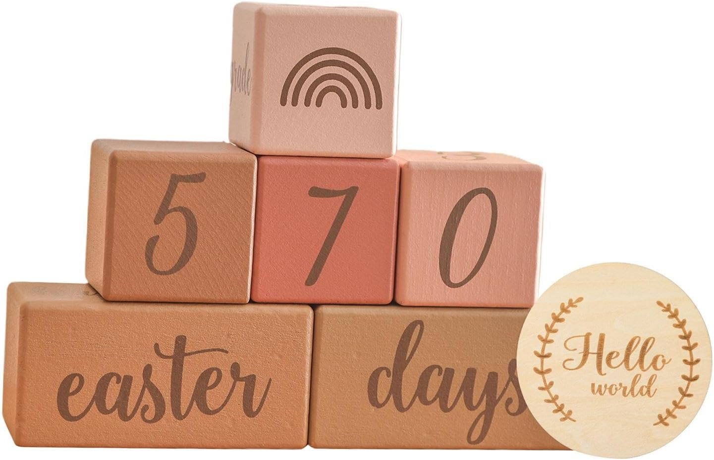 Milestone Blocks Set Memories, Growing up Newborn Keepsake Commemorative Week Month Year Decoration Boys or Girls Photo Props, Pink