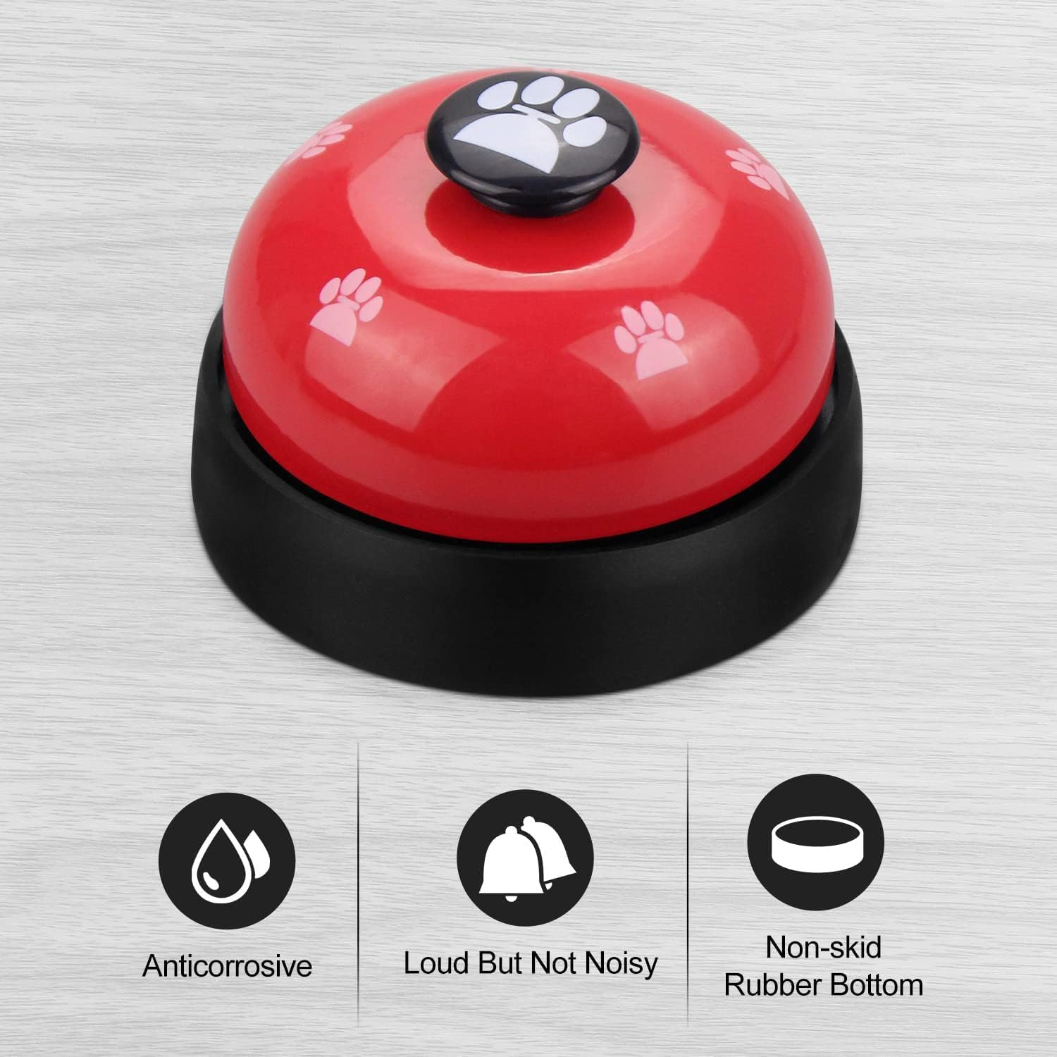Pet Training Bell, Red and Black, Paw Print Design, Desktop Service Bell for Hotel School Bar Shop Restaurant image number 2