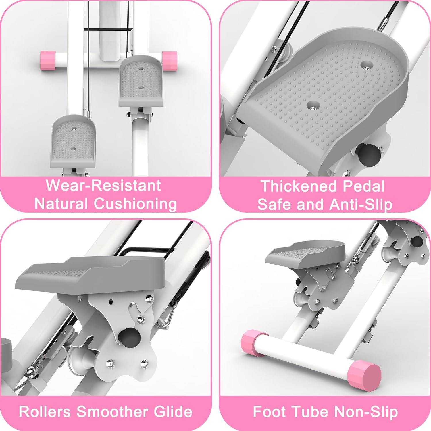 Stair Stepper for Home-Upgrade Vertical Climber Workout Machine for Full-Body Exercise Climber Fitness Equipment with Stable Frame Adjustable Handlebar-Pink image number 4