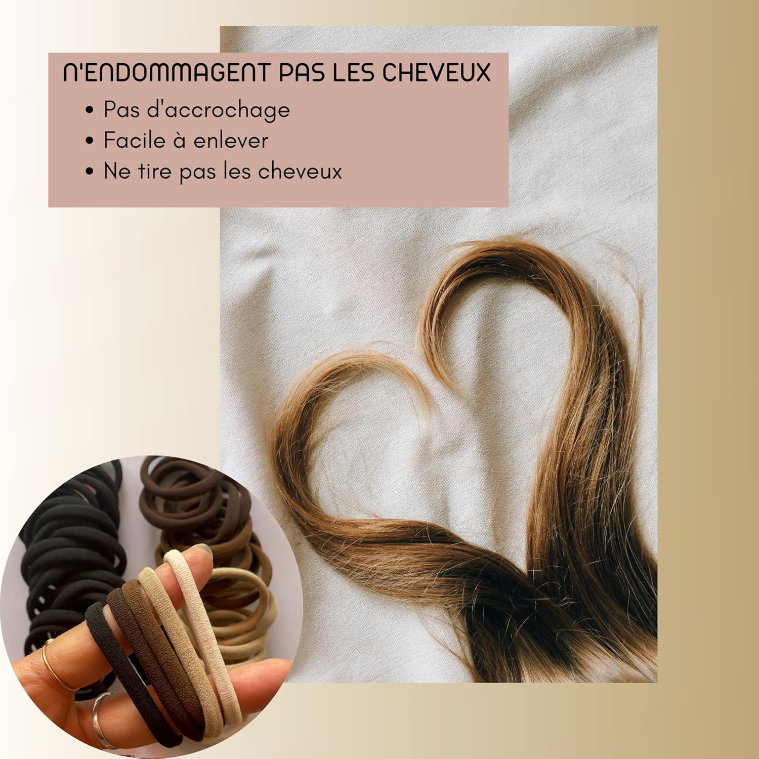 Elastic Hair Scrunchies for Women, Men and Girls, Seamless Hair Accessories in Earthy Colours, 50 Pieces Hair Ties for Women or Kids Made of Cotton (5 Colors)