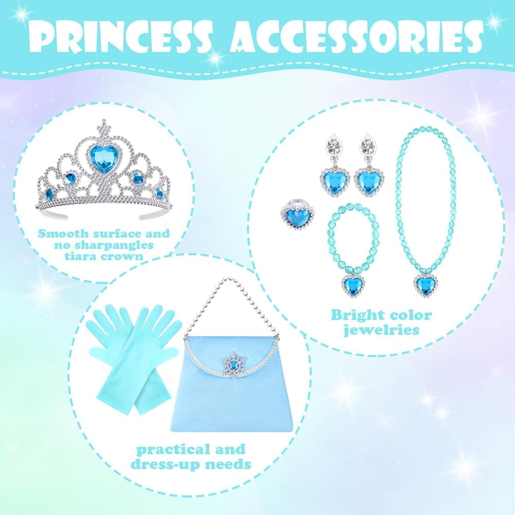 Vicloon 10PCS Princess Cape Set, Princess Dress up Cloak with Crown, Wand, Jewelry, and Bag, Princess Dress up Clothes - Pink image number 3