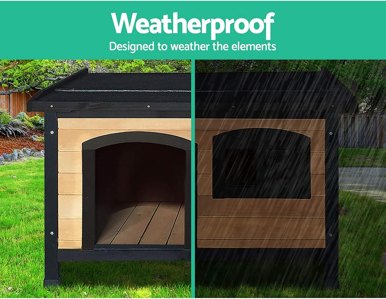 I.Pet Dog Kennel House, Large Kennels Portable Wooden Pet Puppy Houses Crate Cabin Outdoor Indoor Garden Pets Furniture, Uv-Resistant Durable Heavy Duty Multicoloured image number 6