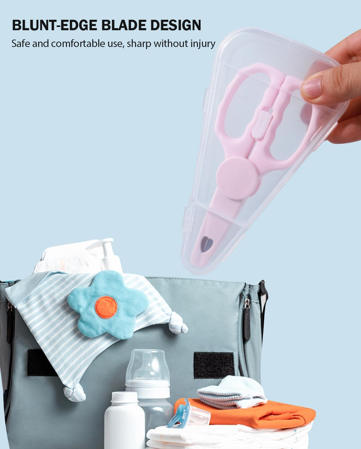 Baby Food Scissors Kicthen Shears,2Pack Portable Healthy Cute Kids Scissors Stainless Steel Scissors with Safety Lock and Storage Case - Ideal for Cutting Meat, Chicken, Vegetables, and Fruits - Multicolored image number 7