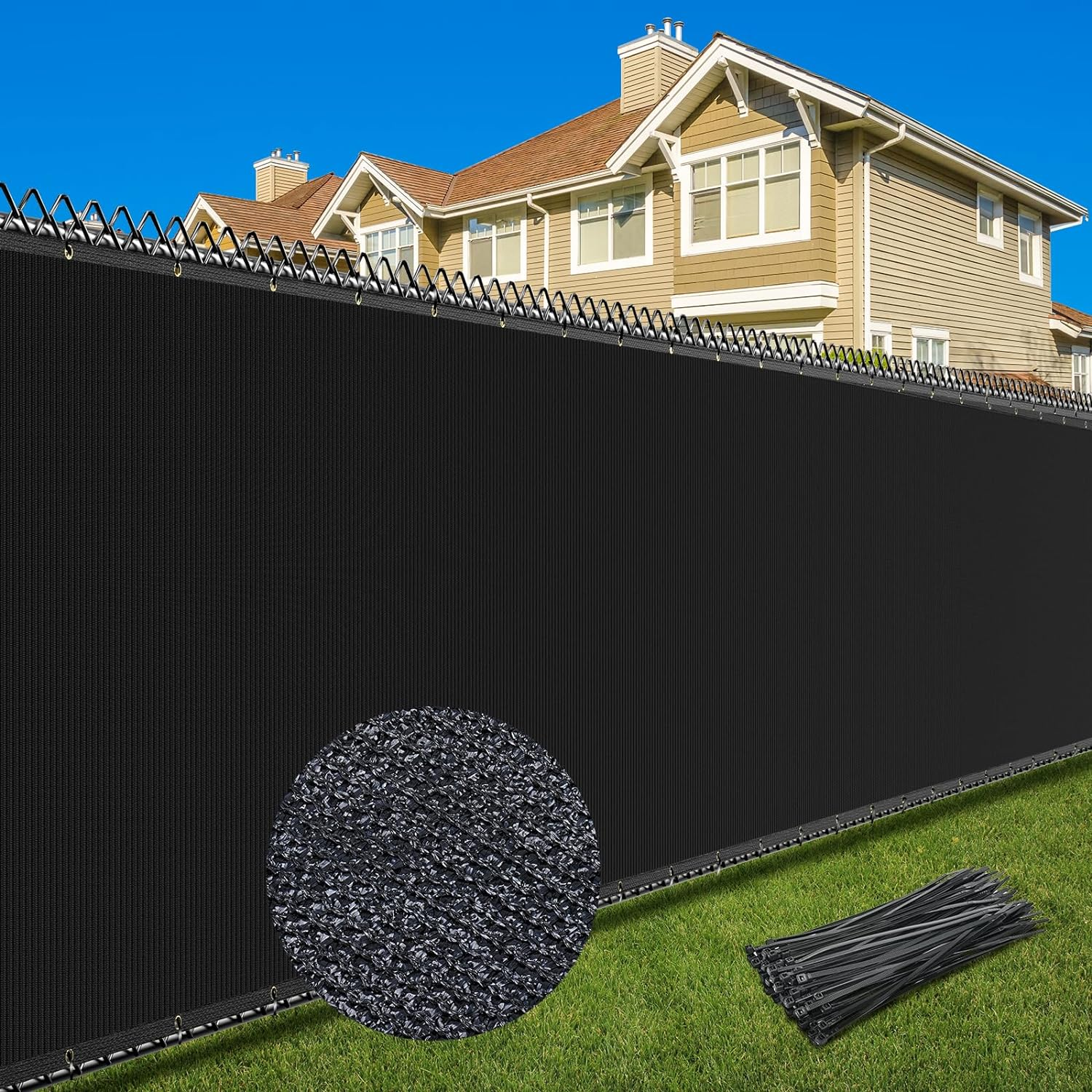 6X25FT Privacy Screen Fence, Heavy Duty Fencing Shade Cover, 170GSM 90% Blockage Mesh Shade Net for Wall Garden Yard Backyard (6 Ft X 25 Ft, Black)