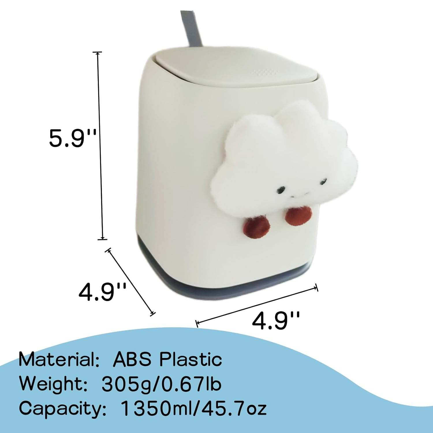 Zigihos Car Can Garbage Bin Cute Cartoon Style Hanging Car Flip Lid Trash Can Detachable Leak-Proof ABS Material Spaceman Duck Smile Cloud (Smiling Cloud) image number 2
