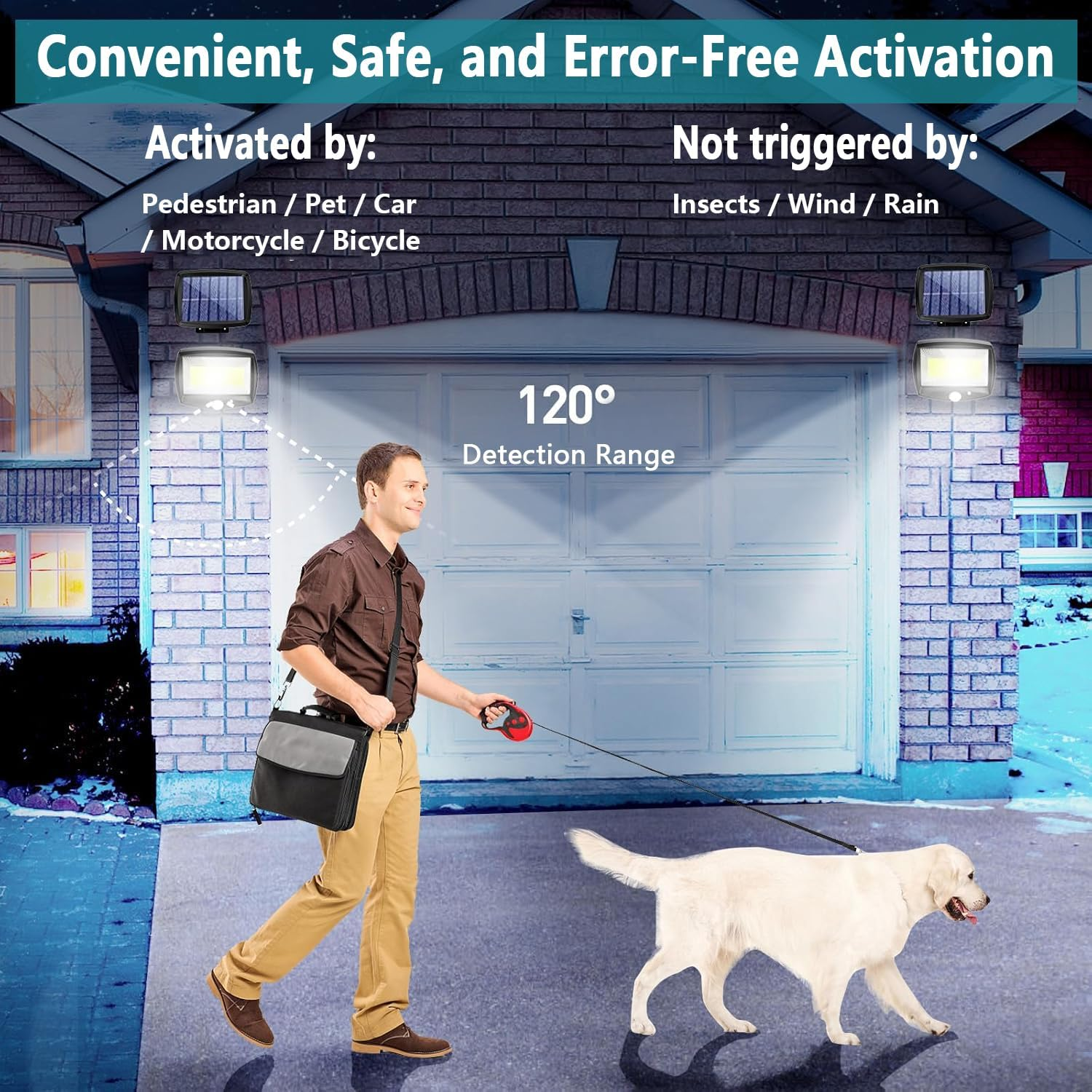 Solar Light Outdoor 200 LED, Rechargeable Split Solar Light, Weather-Resistant with Sensor, Adjustable Panel for Outdoor Use &ndash; Garden, Patio, and Terrace, Easy to Install and Use (2 Pack) image number 6