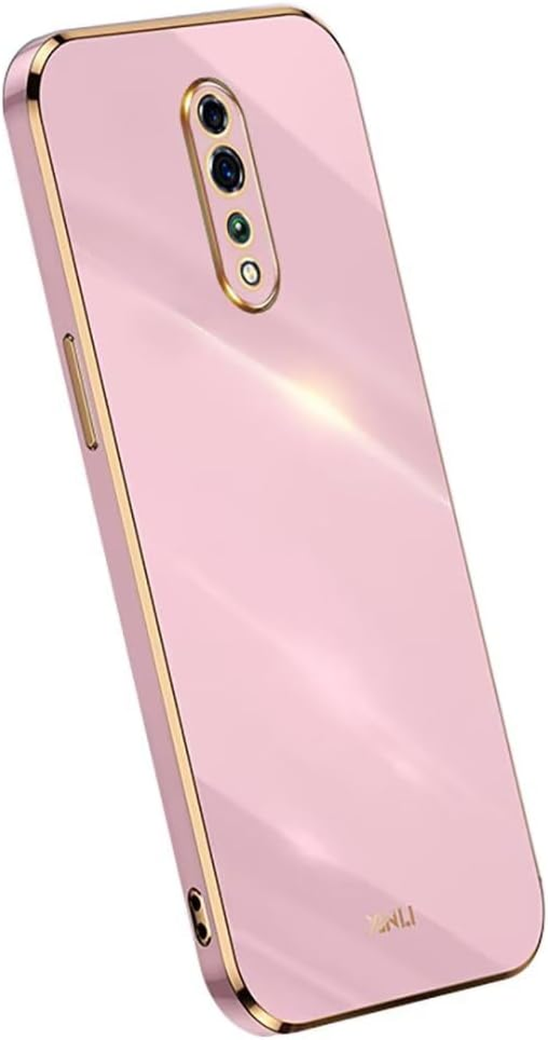 Topme Silicone Case for Oppo Reno Z 6.4 Inches, [Mobile Phone Case in Gold Edge Style] - Pink