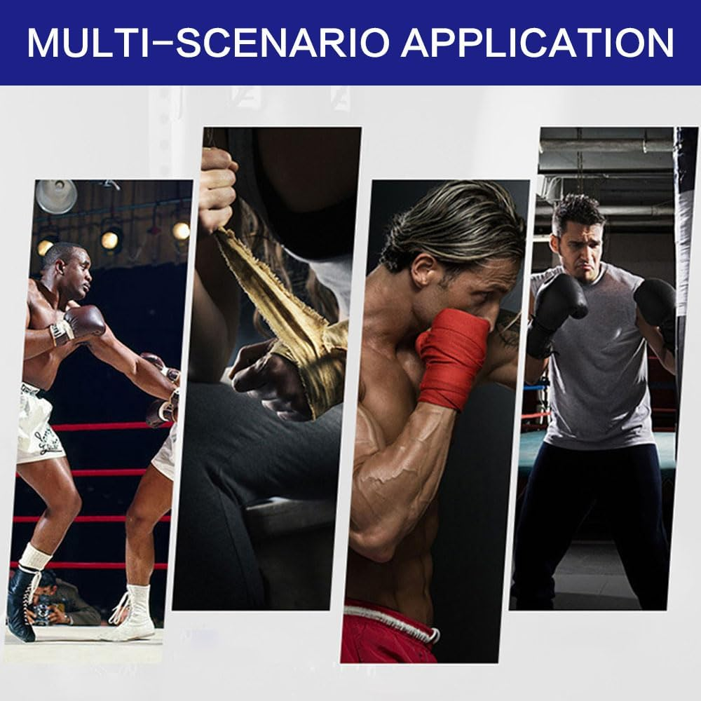 JZS Boxing Hand Wraps, 5 Meters Semi Elastic Hand Wraps with Thumb Loop for Boxing Great Stretch Hand Wraps for Men & Women(White) image number 4