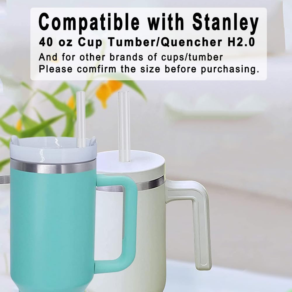 Replacement Straws for Stanley 10/20/30/40 Oz Quenther Tumbler Stanley Cup, 6 Plastic Straws with Cleaning Brush, Reusable, Perfect for Stanley 40 Oz Cups, Plastic Clear Straw Stanley Cup Accessories image number 5