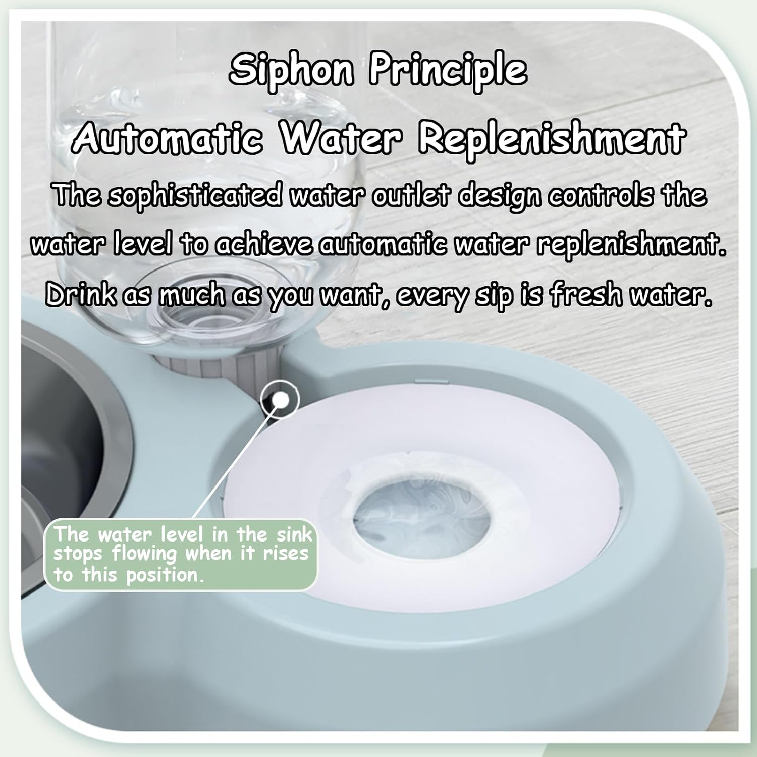 Taoluwin Cat Food and Water Bowl Set, Stainless Steel Automatic Refill Pet Bowls, Siphon Waterer with Splash Guard, Anti-Tip Double Dish for Cats/Kittens/Small Dogs image number 4
