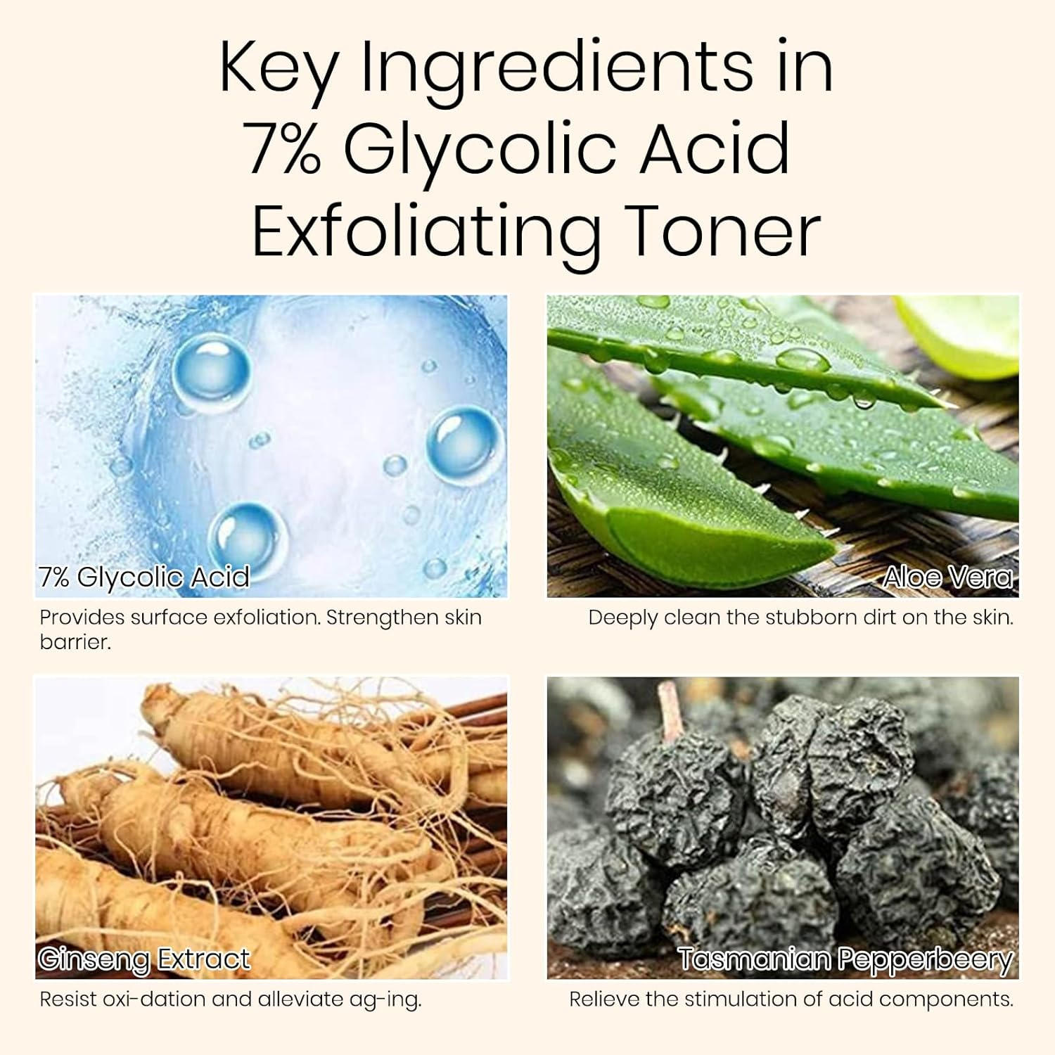 Glycolic Acid 7% Exfoliating Toner for Hydrating & Smoothening, Multi-Functional Gentle Serum for Face, Body & Underarms, Help with Skin for Women & Men - 240Ml (8.44 Fl Oz) image number 1