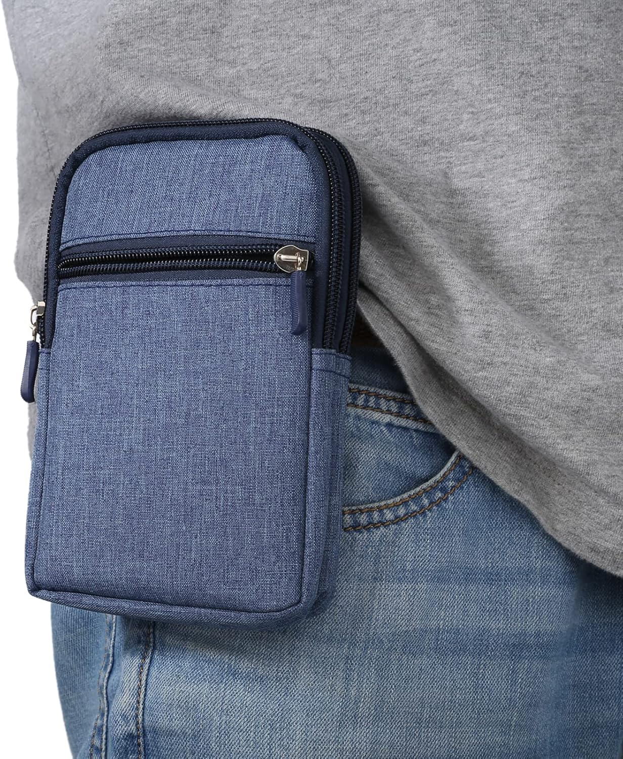 Vertical Cell Phone Waist Bag for Men, Mobile Phone Belt Pocket with Clip, Universal Mens Mobile Phone Belt Clip Holder Smartphone Waist Pouch Fanny Pack Protective Wallet with Carabiner Belt Loop