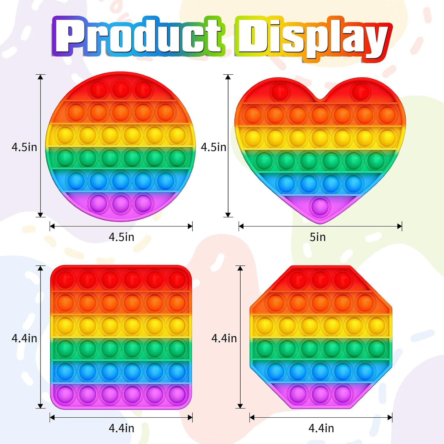 12 Pack Fidget Toys,Pop Fidgets Pack Party Favors for Kids & Adults,Push Sensory Toys Bulk Toddler Toys,Stress Relief Gifts for Easter Basket Stuffers,Party Supplies,Classroom Prizes image number 4