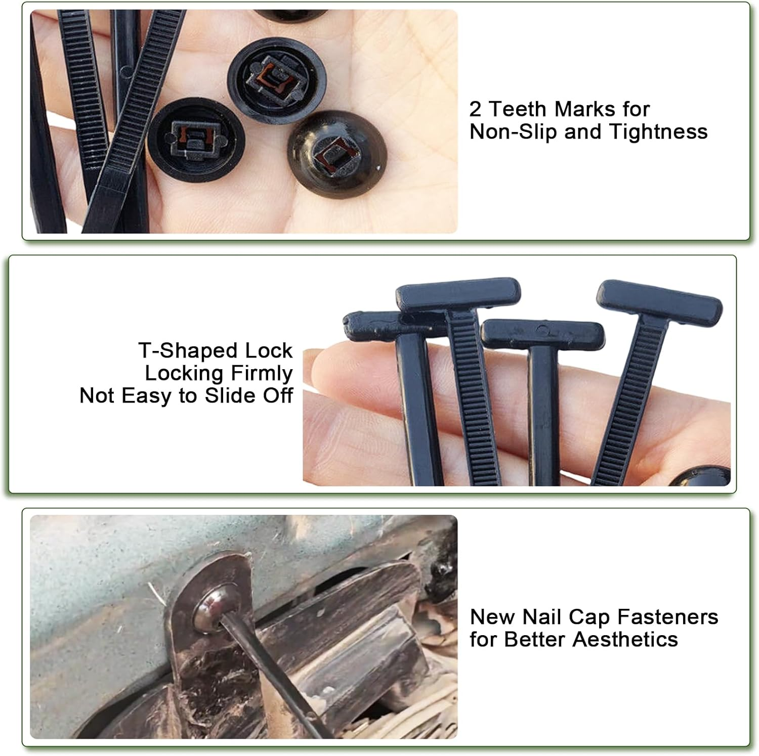 100PCS Nylon Universal Cable Tie Buckle, Zip Ties Heavy Duty with Pin & Button Design, Car Daily Repair, Applicable Toengine Lower Guard Plates, Fender Linings, Fenders, Trunkclips (100) - 200 image number 3