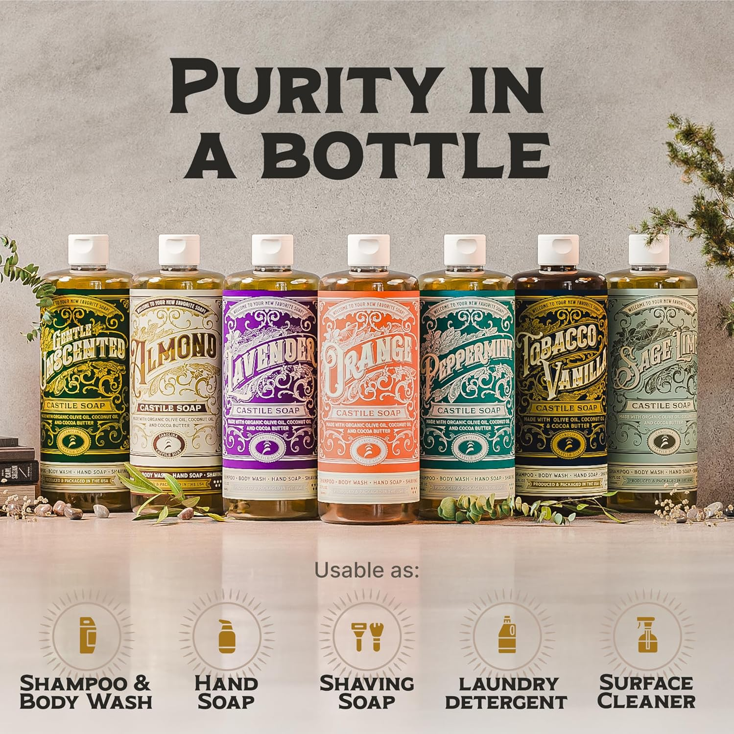 Carolina Orange Castile Soap Liquid &ndash; Skin-Softening Olive Oil Soap Organic Body Wash &ndash; Pure Castile Soap Orange Liquid Soap &ndash; Vegan Castille Soap Liquid (Orange, 1 Gallon) image number 5