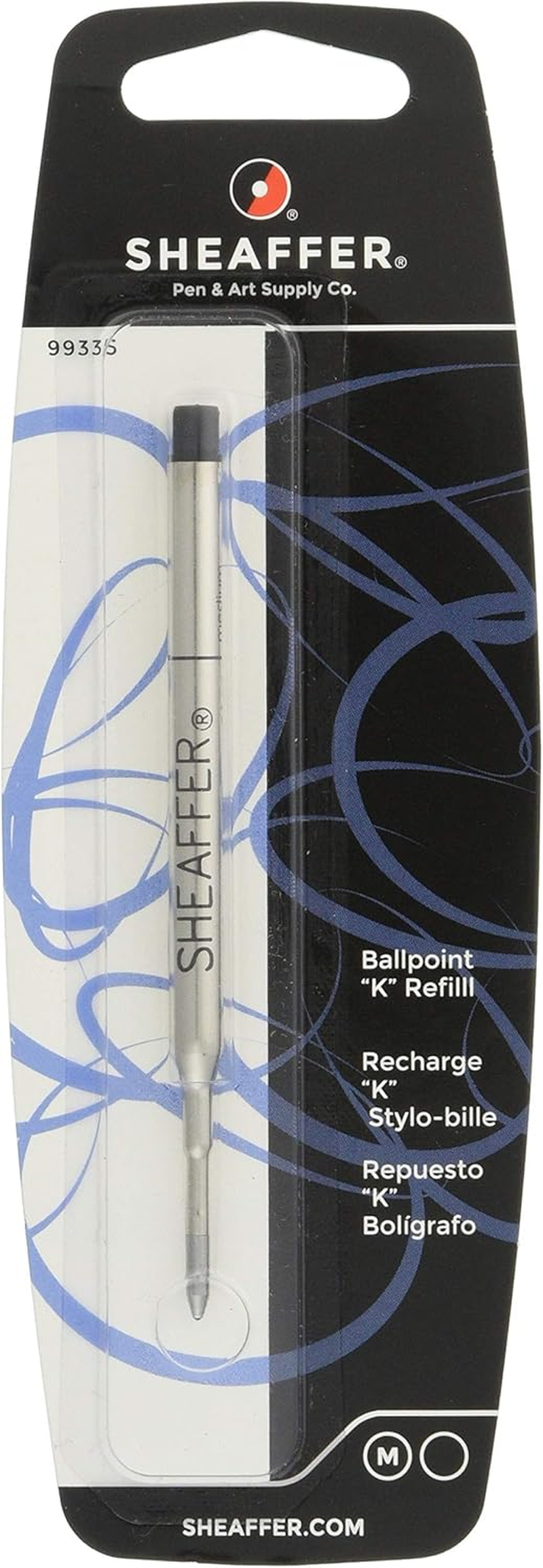 Sheaffer K Ballpoint Refill, Black Ink, Medium Point, Single Blister Card (99335) - 1 Count (Pack Of 1), Blue Medium image number 3