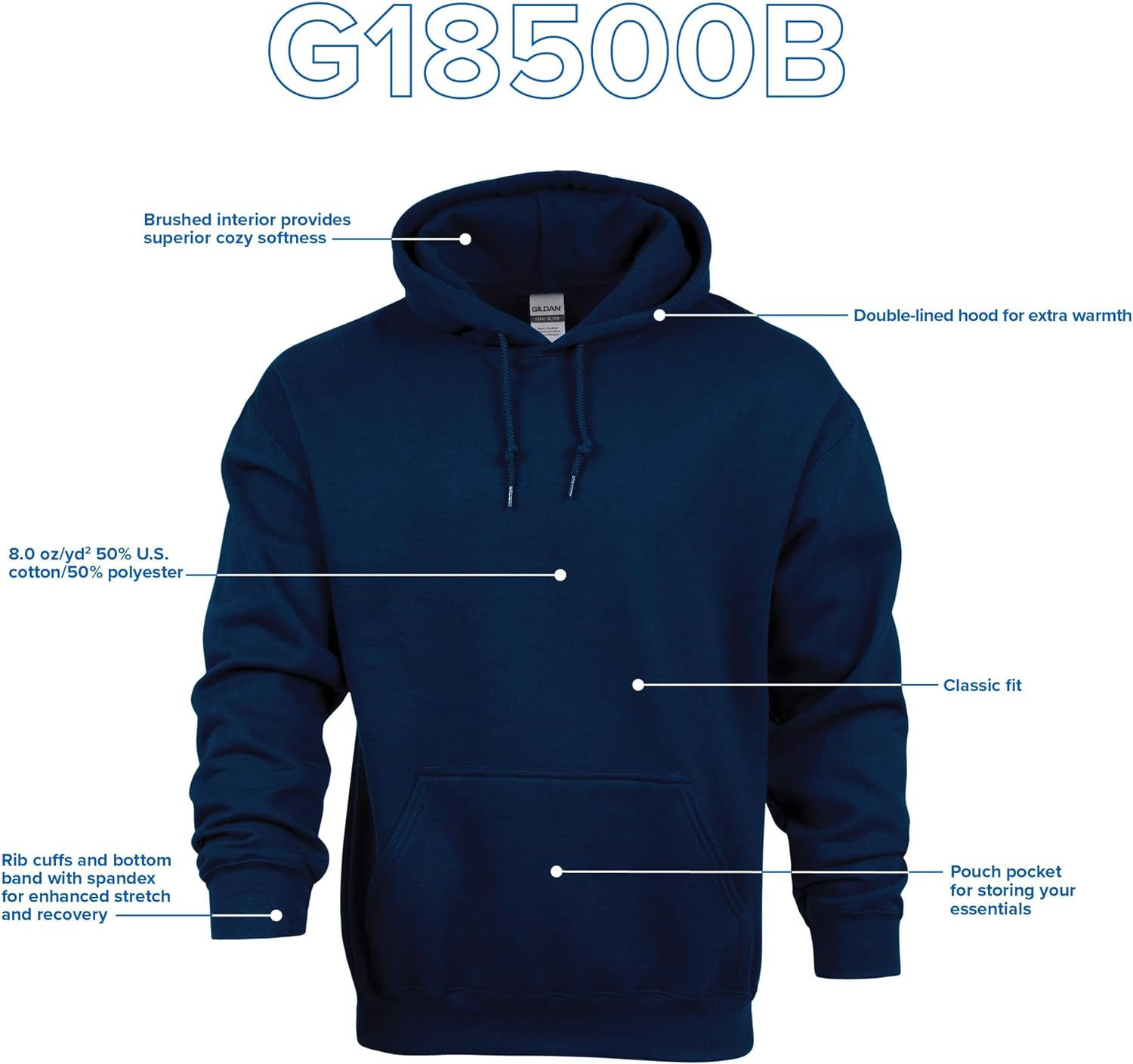 Gildan Youth Hoodie Sweatshirt, Style G18500B image number 3