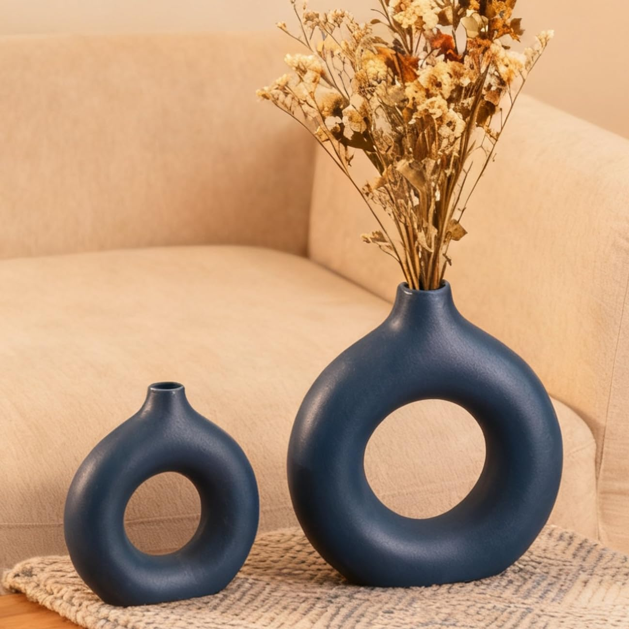 Creative Ceramic Vase Set of 4, Letters Shape Flower Vase, Multicolor Modern Minimalism Home Decor for Living Room, Table Centerpieces(Green/Brown/Burgundy/Khaki)