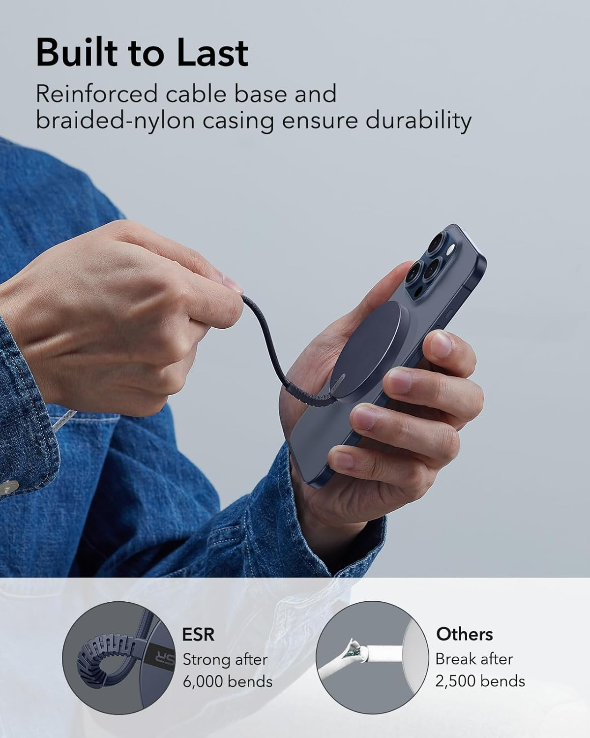 ESR Magsafe Charger Wireless Charger for Iphone 17/16/15/14/13/12 Series Apple Magnetic Charging Pad for Airpods 4/3/Pro/Pro 2 Galaxy S25 Series, Dark Blue image number 6
