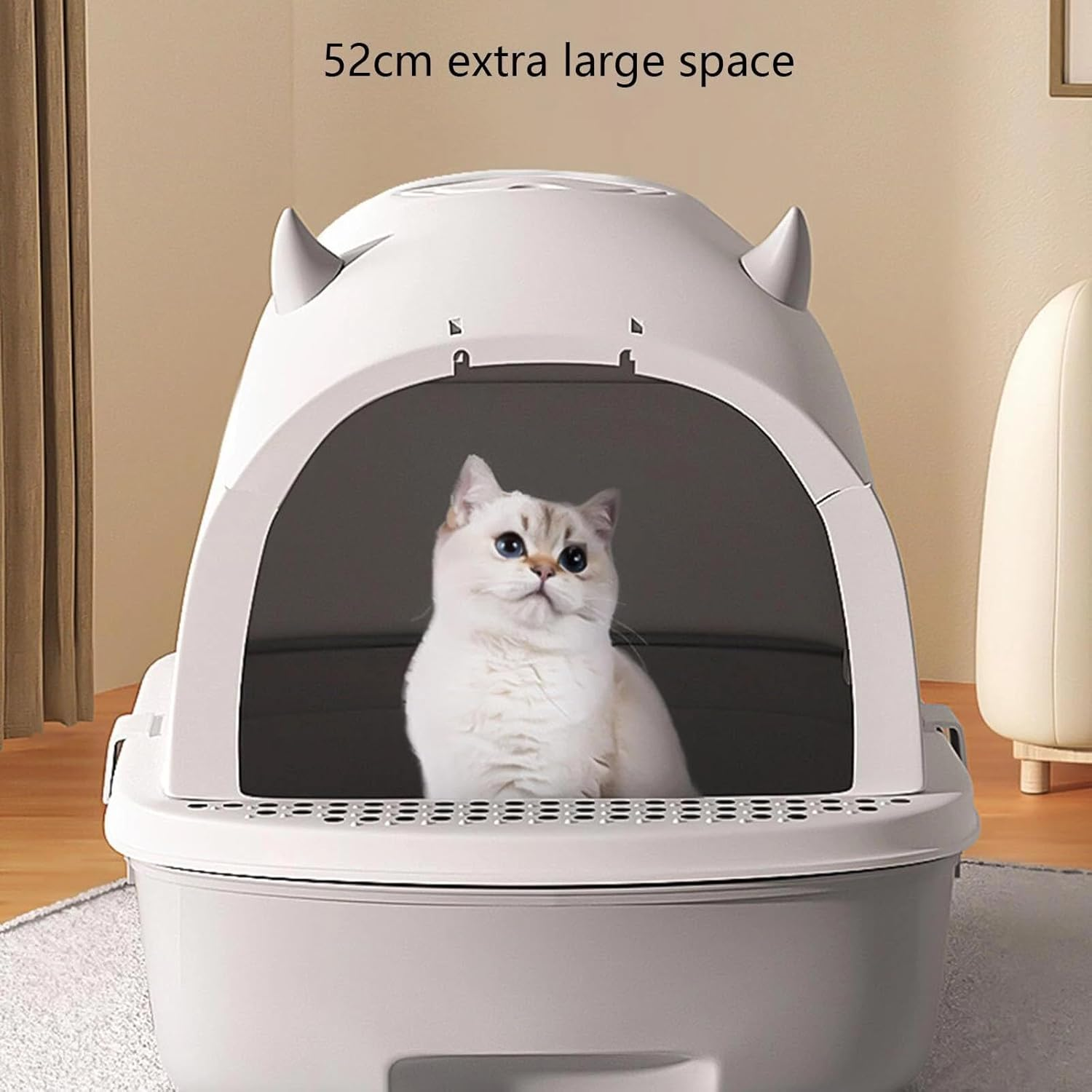 Extra Large Enclosed Cat Litter Box Tray Removable Top Lid with Scoop Toilet Pet,Easy Clean Cat Litter Pan image number 5