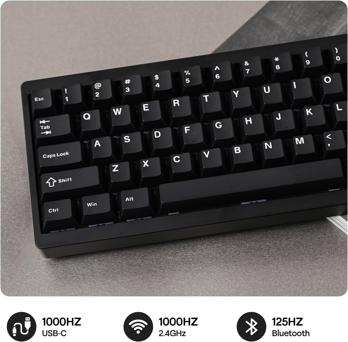 EPOMAKER P65 QMK/VIA Wireless Aluminum Gaming Keyboard, Gasket-Mount, Bluetooth/2.4Ghz/Usb(A to C), Hot Swappable, N-Key Rollover, for Mac/Pc/Ps/Xbox (Black, Zebra Switch) image number 3