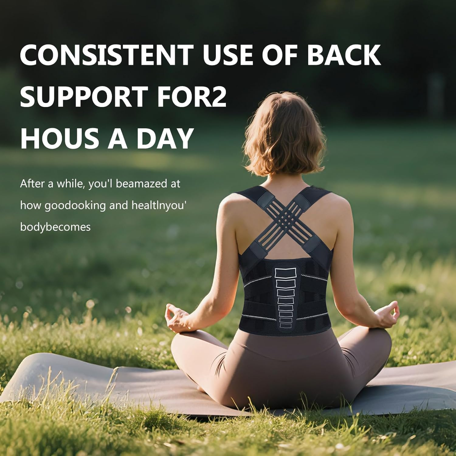 Back Support Posture Corrector for Women Men, Shoulder Supports & Immobilizers Scoliosis and Hunchback Adjustable Belt Back Brace for Lower Back Pain Posture Trainer - Black (Medium) image number 3