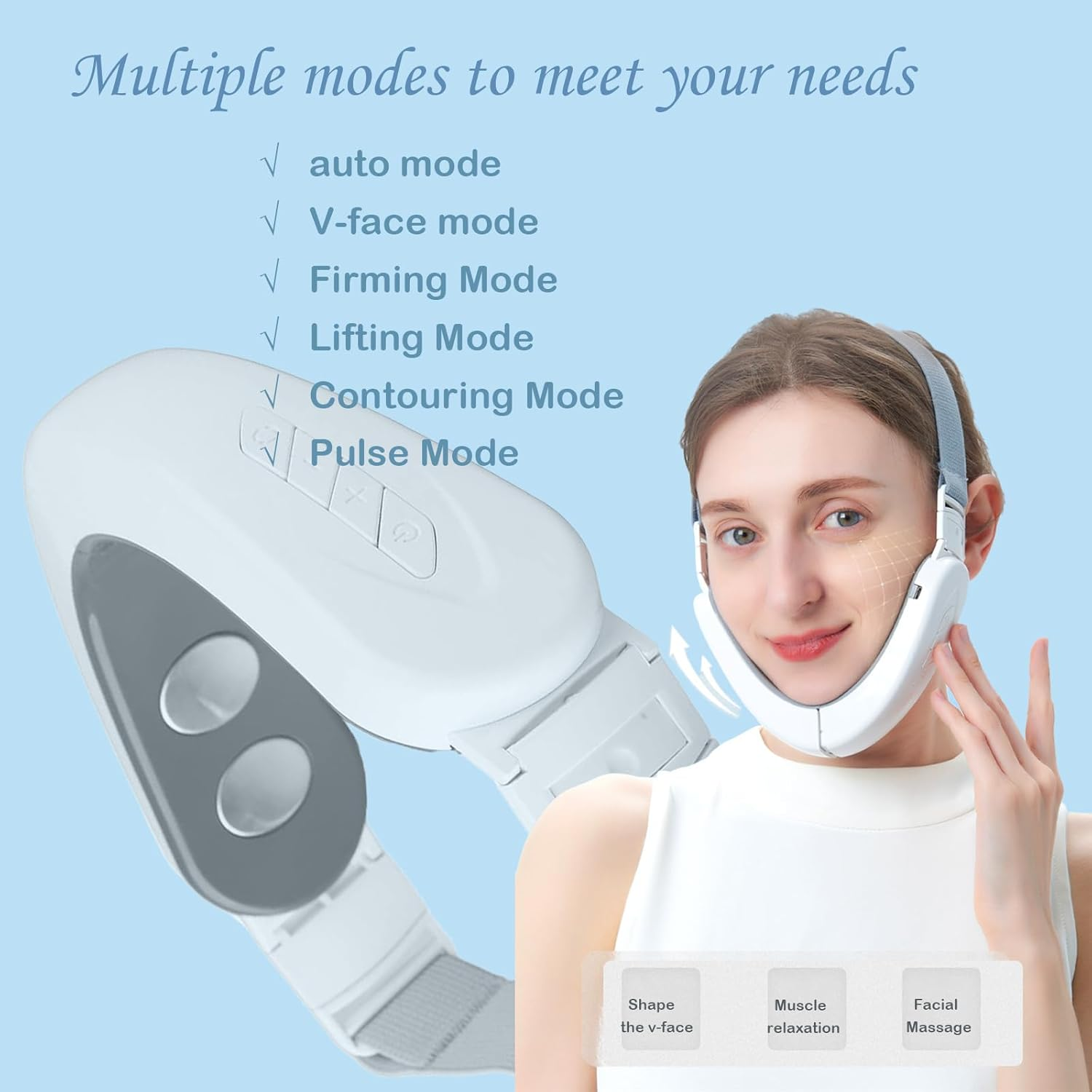 Electric V Face Machine, Double Chin Reducer with 6 Modes Shaping Massager, Facial Slimming Anti-Wrinkle Massager to Lighten Face Lines image number 2