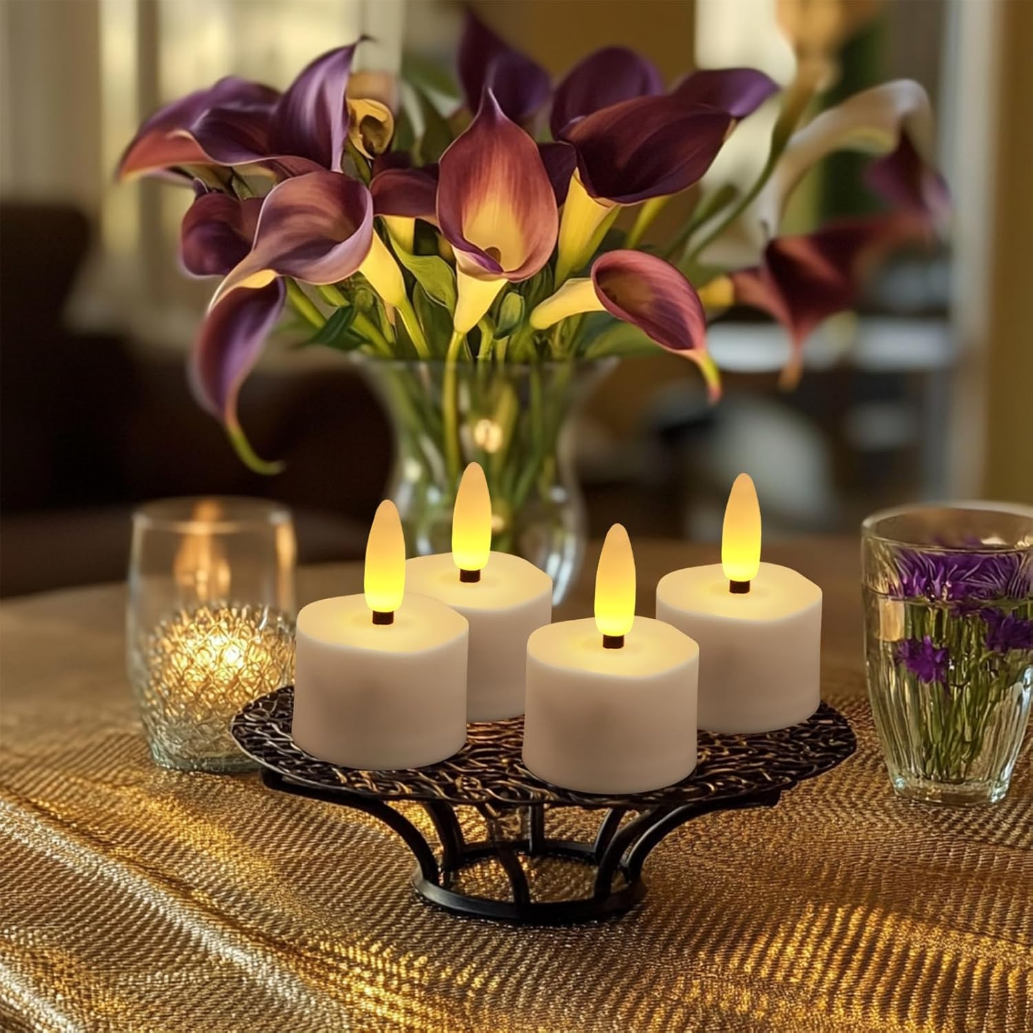 Neween Rechargeable Candles Tea Light with Remote Timer, Flameless LED Tea Lights Candles Battery Operated Electric Fake Candles Set of 6 for Halloween Diwali Fall Christmas Wedding Home Decor image number 3