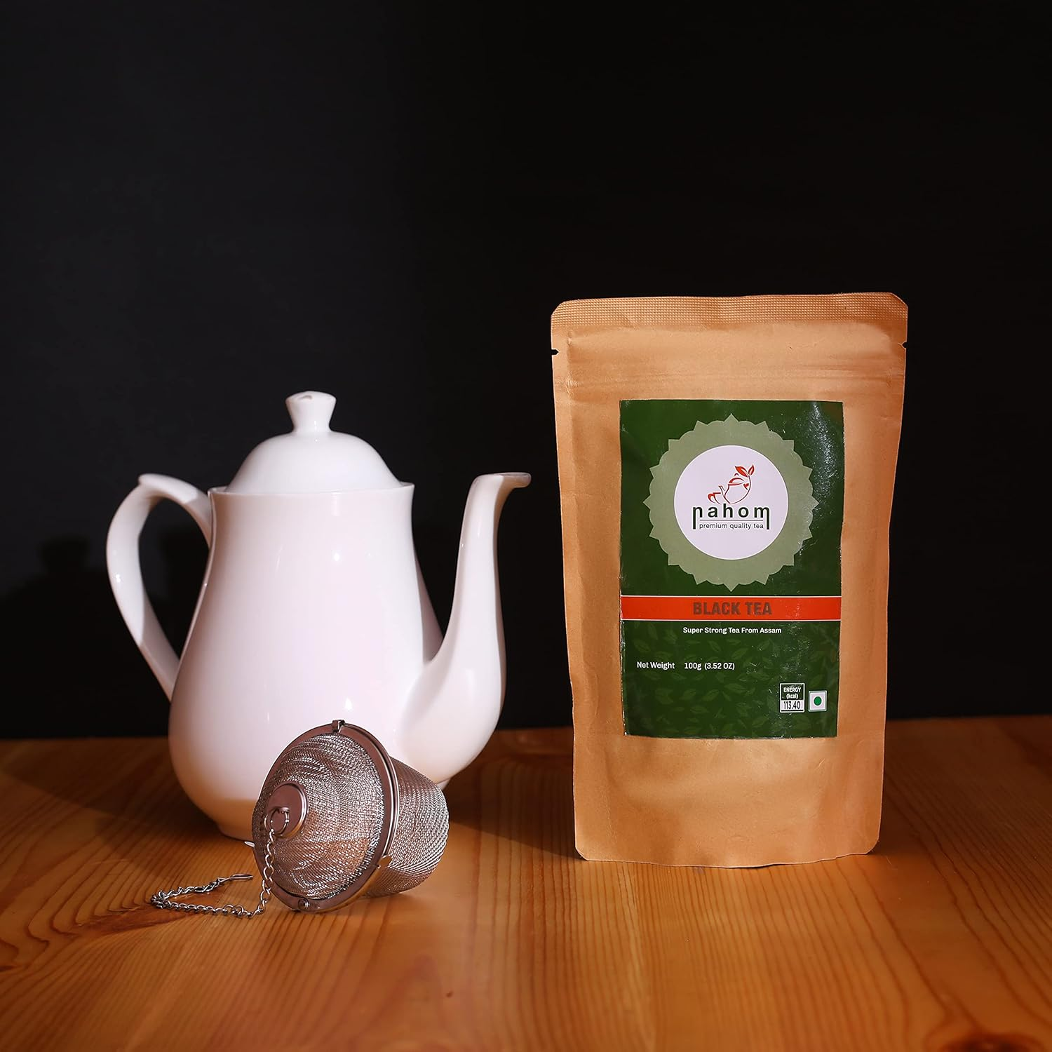 NAHOM Premium CTC Assam Black Tea & English Breakfast Tea | Strong, Full Bodied, Bold, Delicious| Perfect for Kombucha, Iced Tea & Irish Breakfast Tea - 3.53Oz | 100G - Pouch image number 1