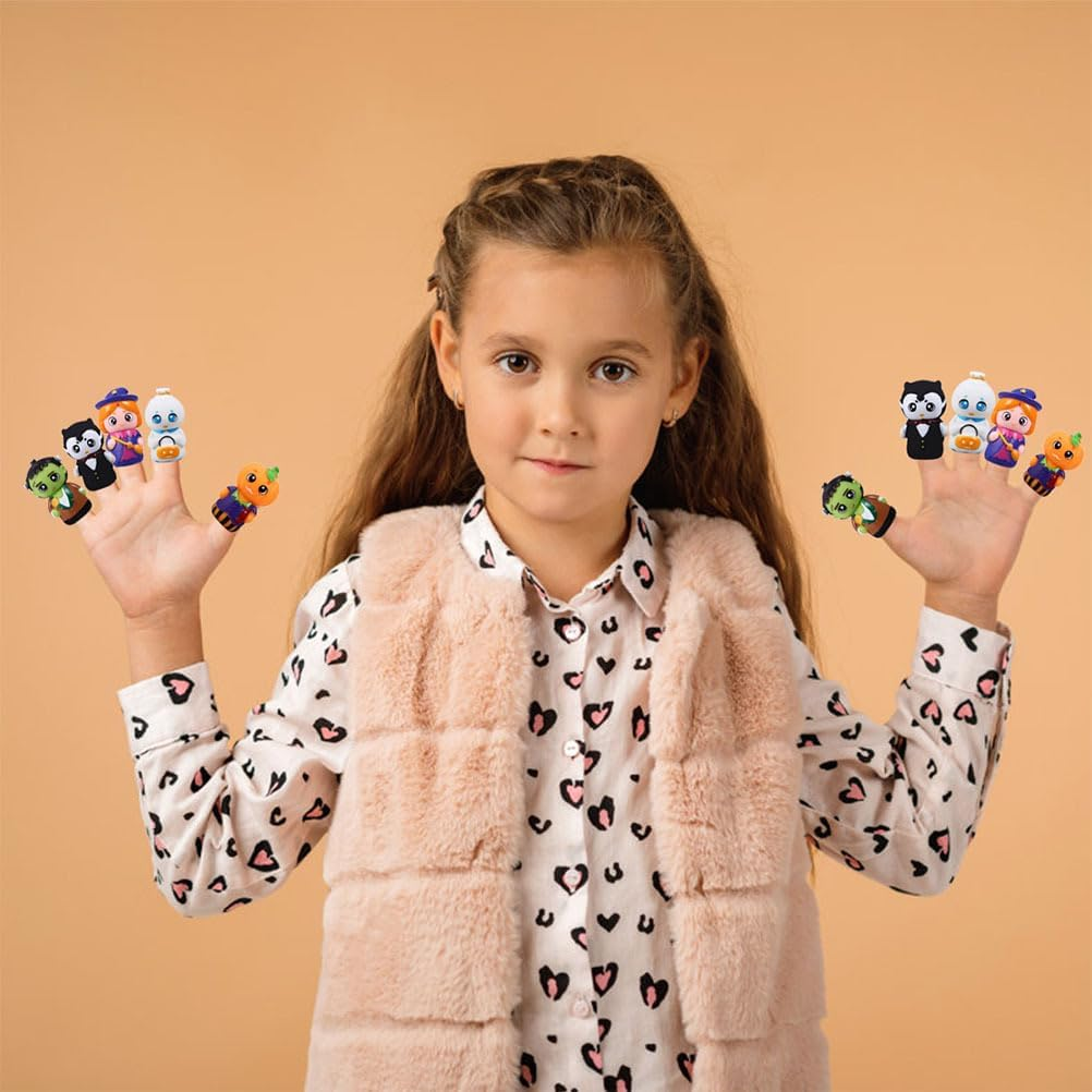Totority Halloween Finger Puppets - 10Pcs Finger Puppets for Kids Halloween Articulated Fingers Goodie Bag Fillers image number 4