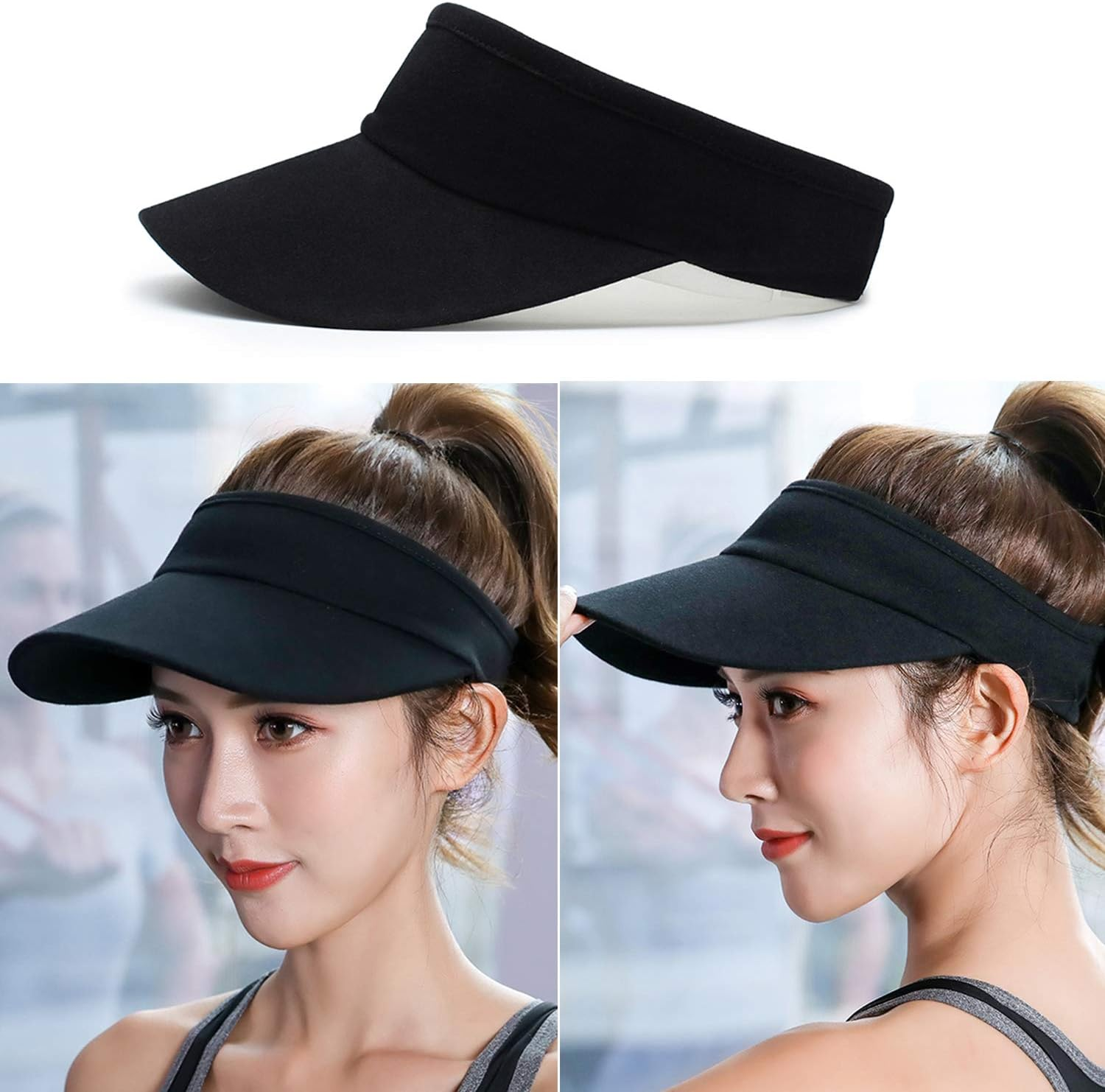 Sun Visors for Women and Men, Thicker Sweatband Adjustable Sun Hat Caps image number 6