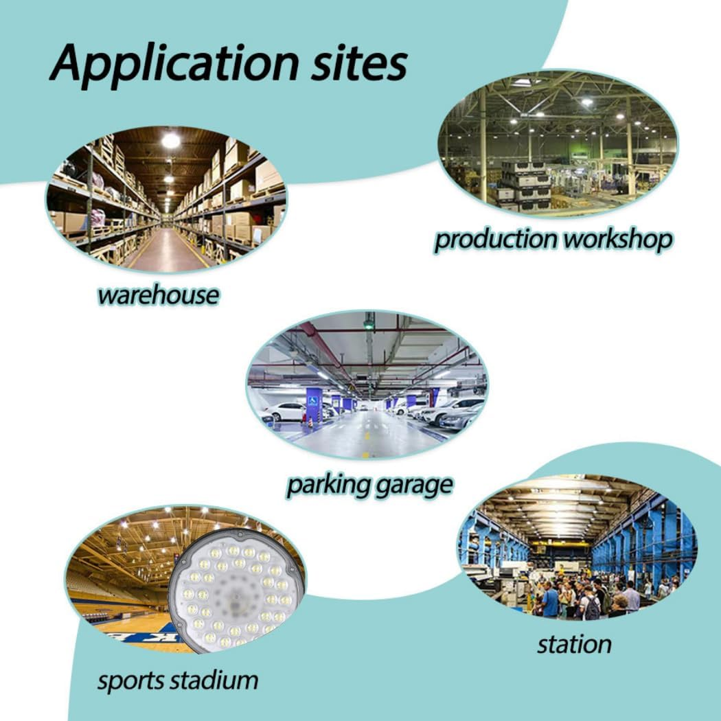 PORIYA 100W/300W/500W UFO LED High Bay Lights,6500K&Ip 65 Waterproof LED Light,Hanging with Hook/Chain/Plug for Factory Warehouse Workshop Store Garage Gym Industrial Shed Factory image number 1