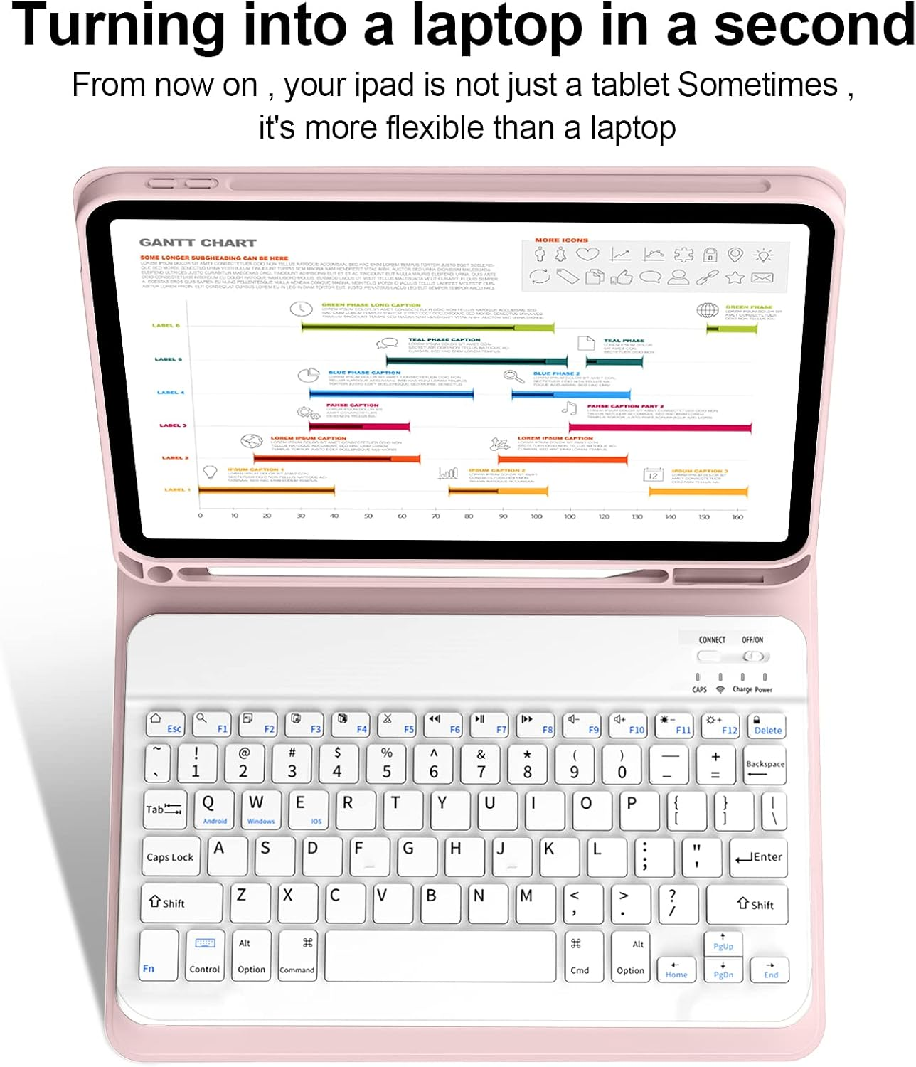 ZKTUYU for Ipad 11Th 10Th Generation Keyboard Case A16 2025 2022 11 Inch / 10.9 Inch with Pencil Holder, Magnetic Detachable Wireless Bluetooth Folio Stand Rechargeable Keyboard Cover, Pink
