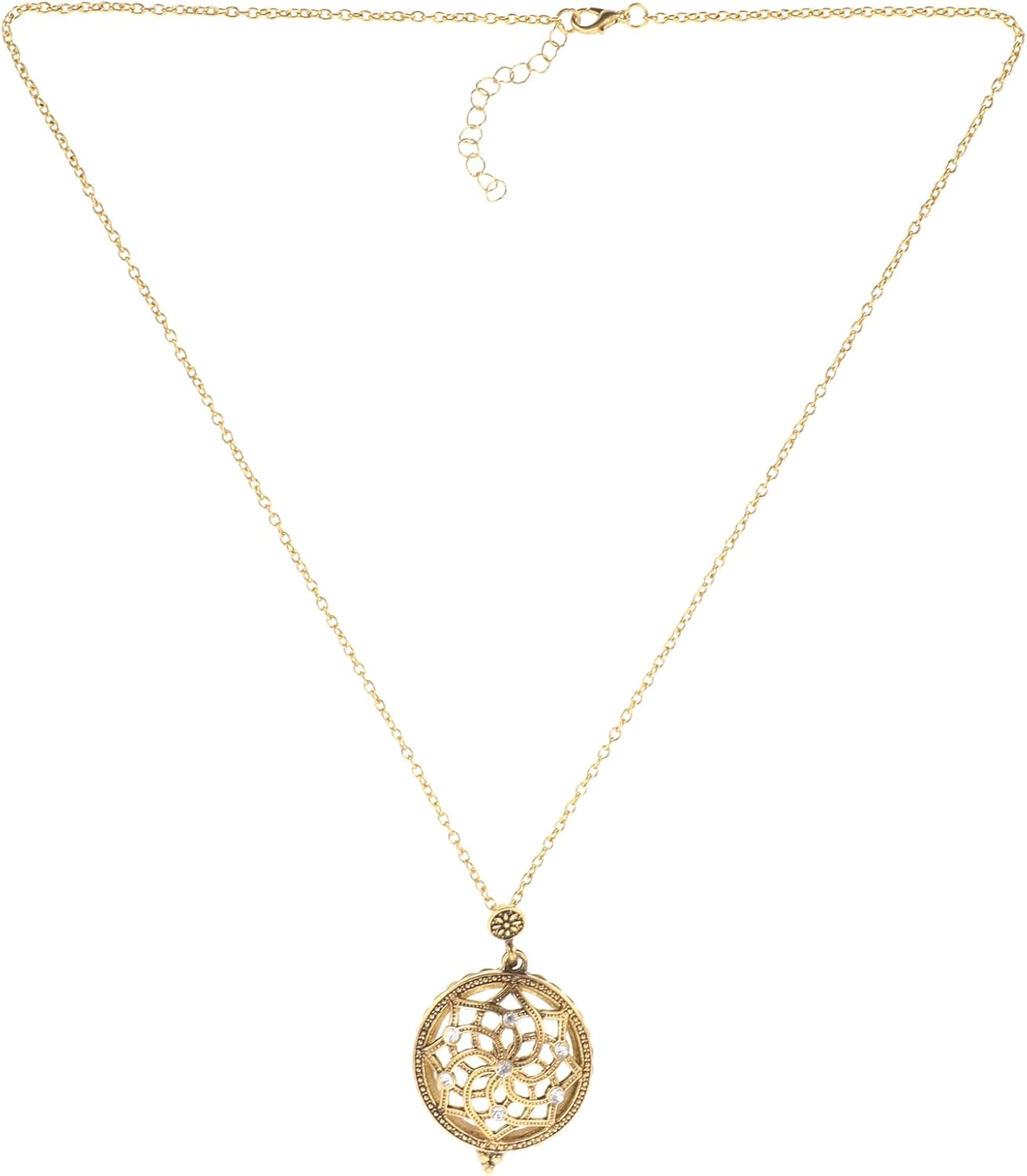 Healvian Retro Magnifying Glass Necklace Pendant Vintage Flower Design Reading Magnifier Lens for Books Crafts Inspection image number 3