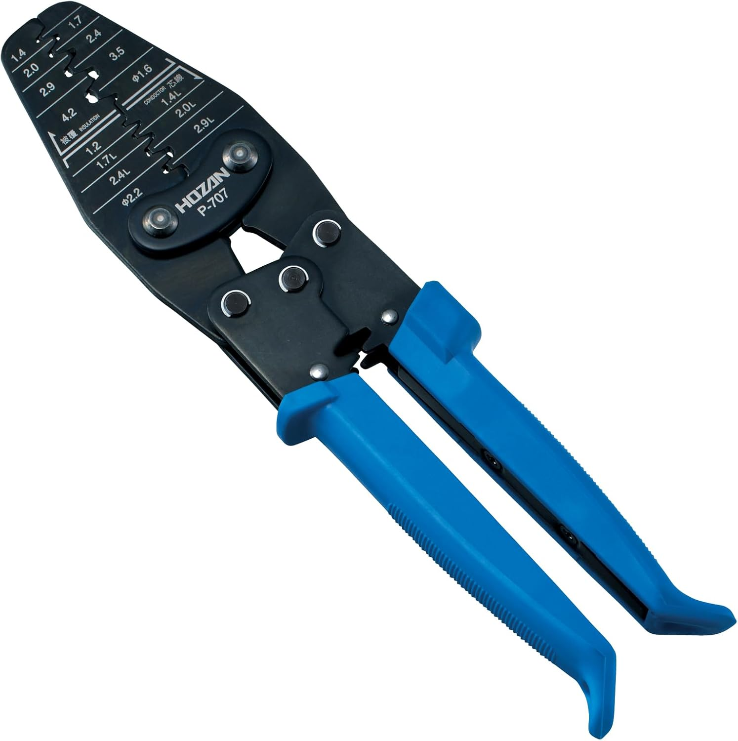 Hozan P-707 Crimping Tool (For Open Barrel Contacts) Crimping Pliers, 15 Types of Large and Small Dice, Compatible with a Wide Range of Terminals image number 6