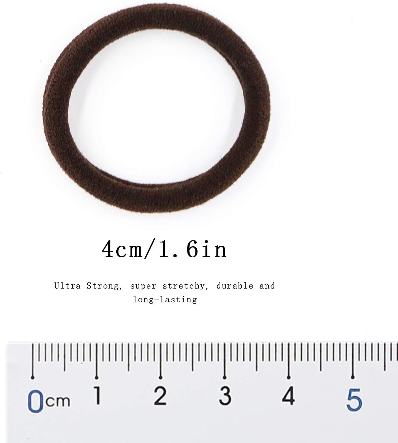 HOYOLS 50 Pcs Soft Elastic Hair Ties, Large Nylon Fabric Ponytail Holder Bands for Thick Heavy Curly Hair Seamless Scrunchies Headbands No Slip No Damage (Espresso) - Espresso image number 3