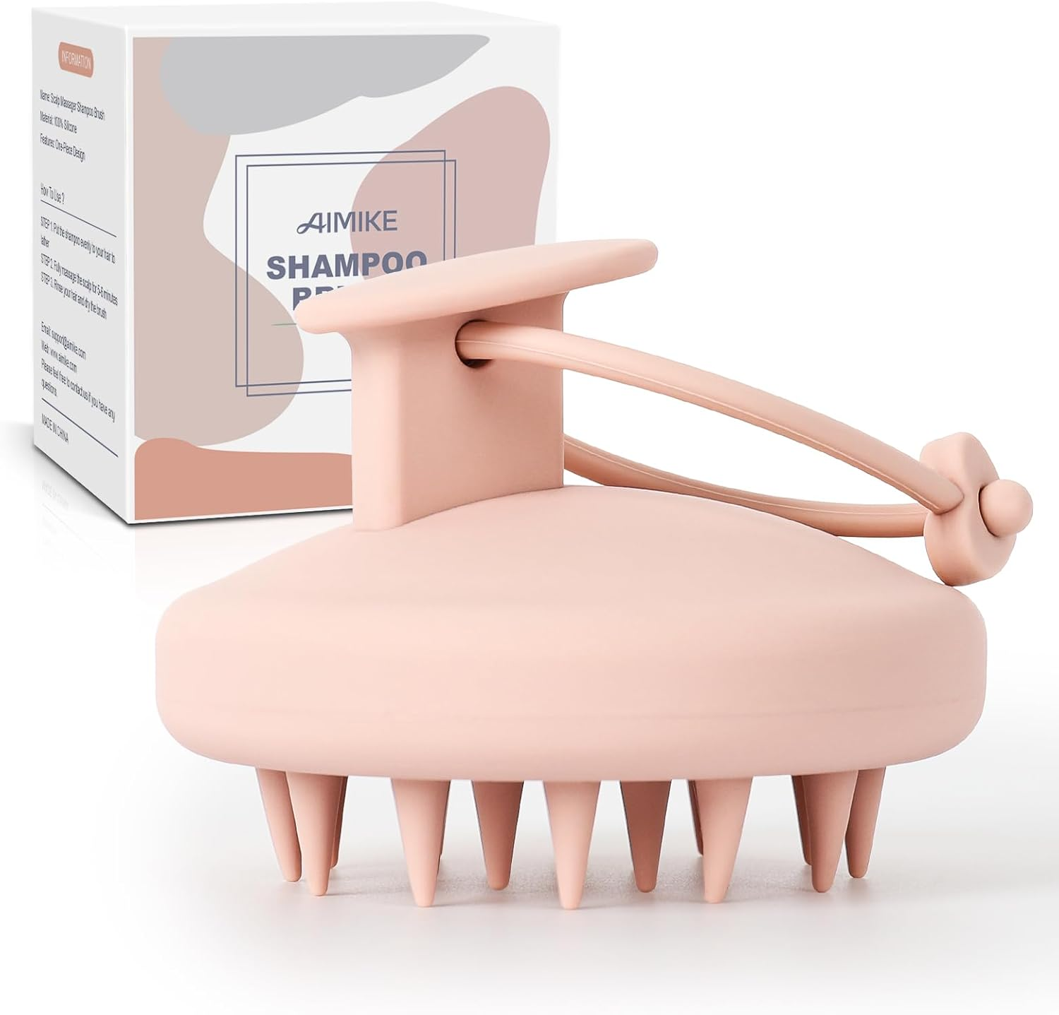 AIMIKE Scalp Massager Shampoo Brush, Soft Silicone Hair Scrubber for Washing Hair, Dandruff Removal & Scalp Scrubber Hair Growth Stimulator, Scalp Brush/Exfoliator Brush on Dry & Wet Scalp - Pink