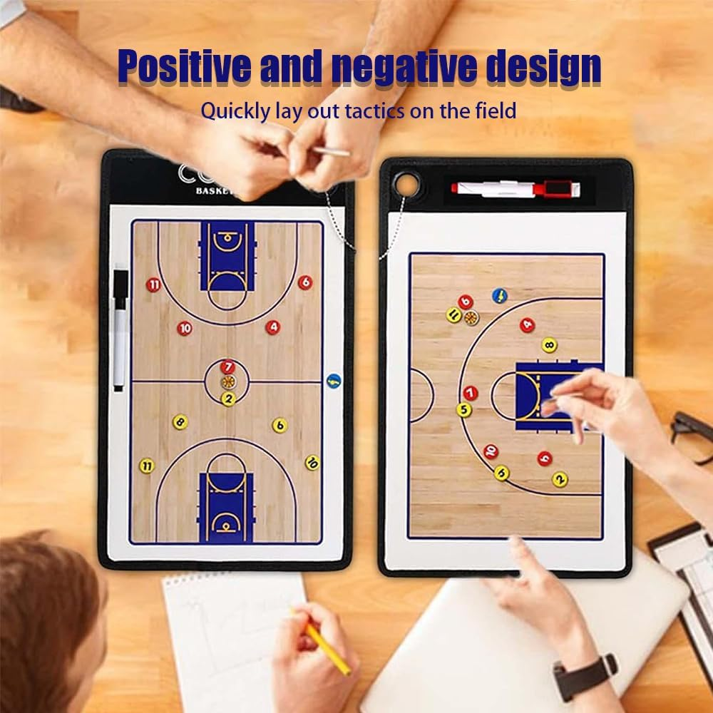 Basketball Dry Erase Board, Coaches Clipboard, Basketballer Coaching Board, Erasable Board, Tactical Marker Board for Coaches with Magnets, Marker Pen image number 5