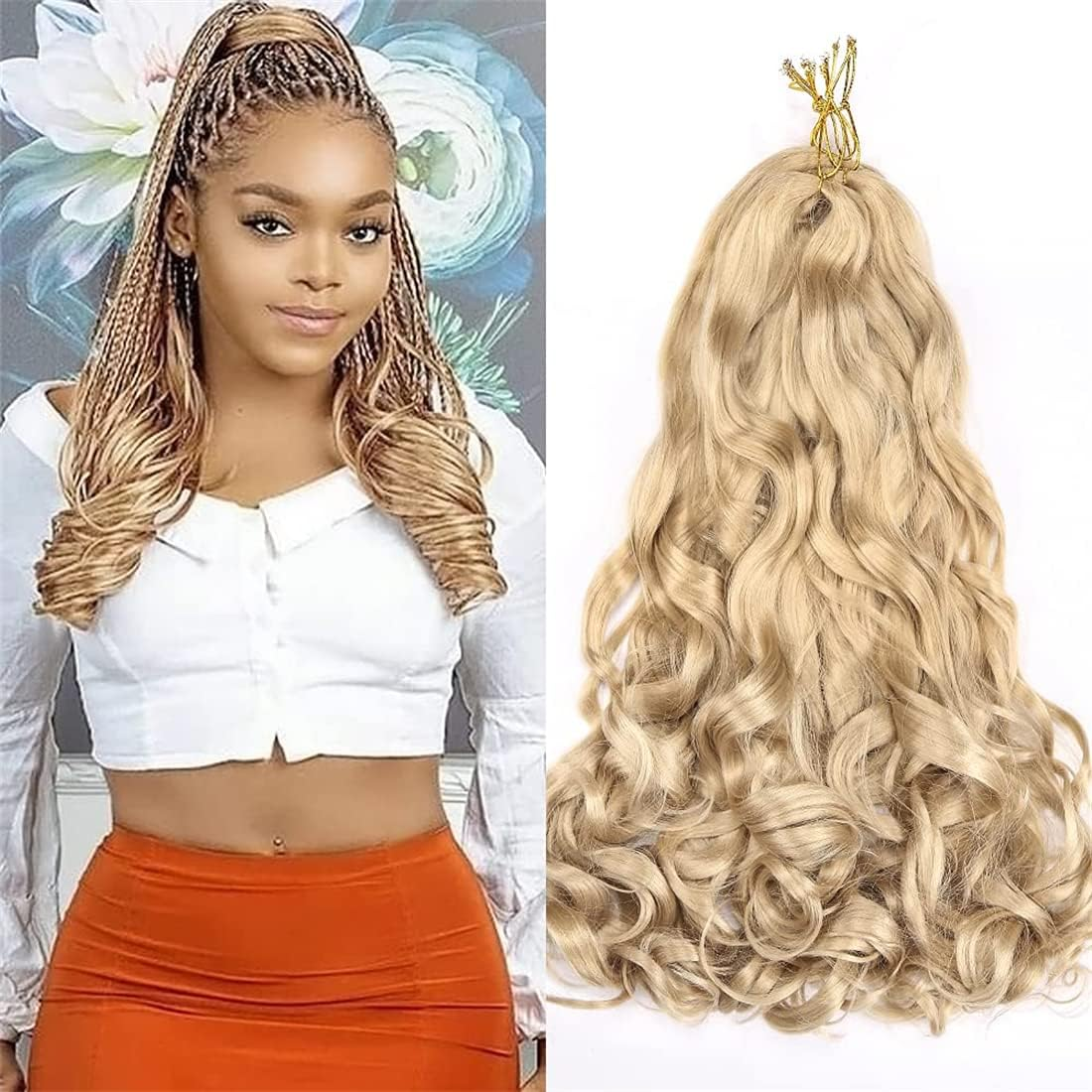 24 Inch French Curly Braiding Hair, 6 Packs. Pre-Stretched, Bouncy, Loose Wavy Synthetic Hair Extensions (613#) - 27 image number 7