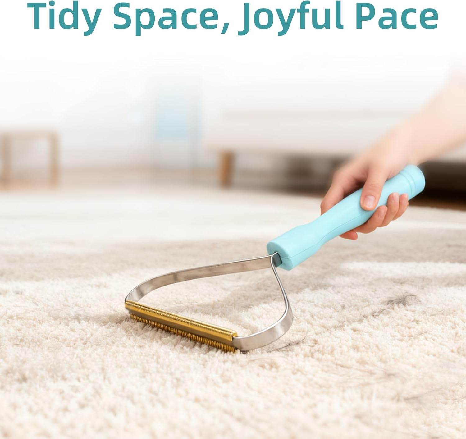 AIAOO Pet Hair Remover - Multi-Fabric Cat & Dog Fur Remover with Carpet Rake Scraper, Reusable Magic Brush for Rugs, Couch, Pet Towers & Car Interiors, Easy to Eliminate Embedded Strands image number 4