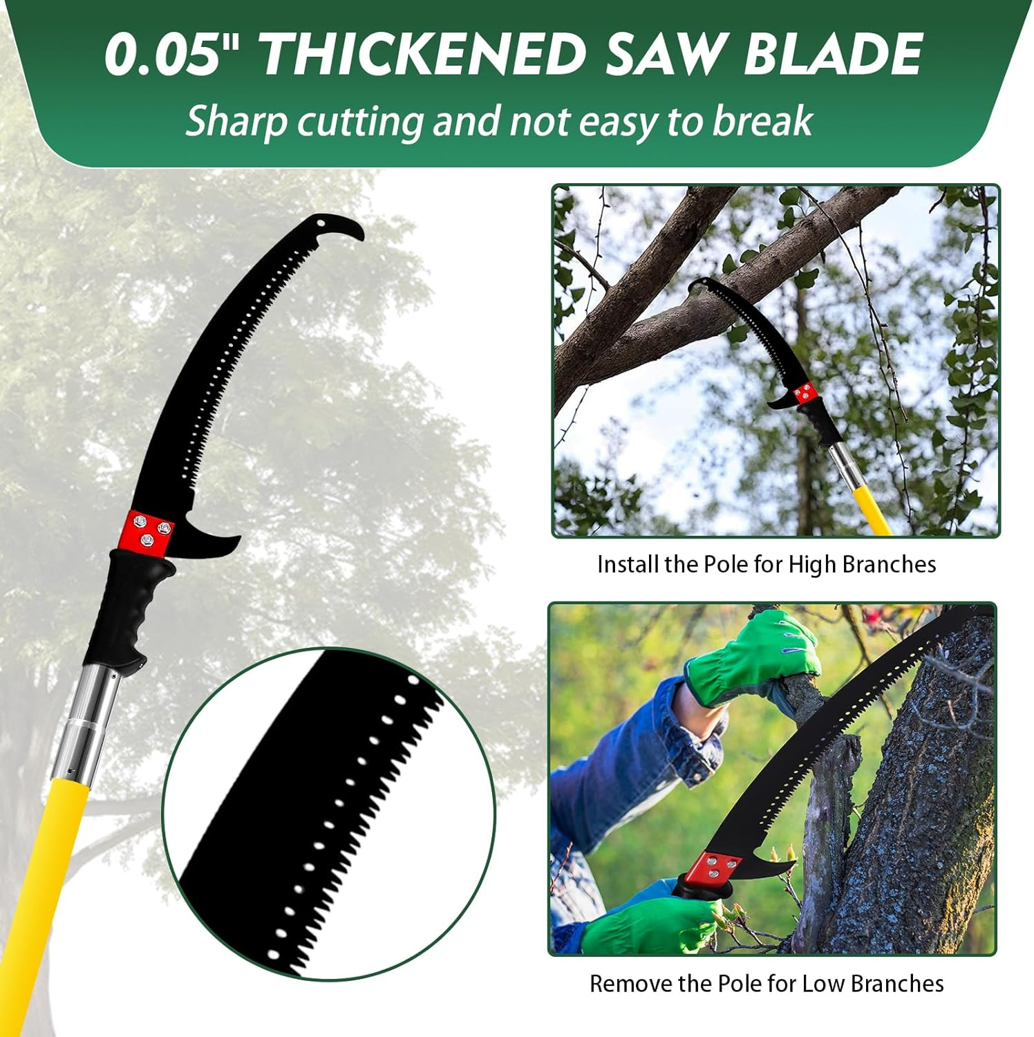 Soiiw Pole Saws for Tree Trimming 7.3-27 Ft, Extendable Tree Trimmers High Branches Trimming, Extension Tree Saw Pole Pruner Garden Tool (With Scissor Head)