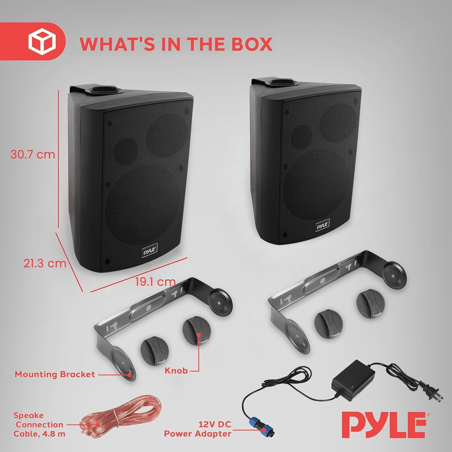 Pyle Bluetooth Speakers, Waterproof Wall-Mounted Wireless Audio System, 16.5 Cm, Built-In Digital Amplifier, Weatherproof, Heavy-Duty Sound, Compatible with Iphone, Android, Tablet & PC (Pair, Black) image number 4