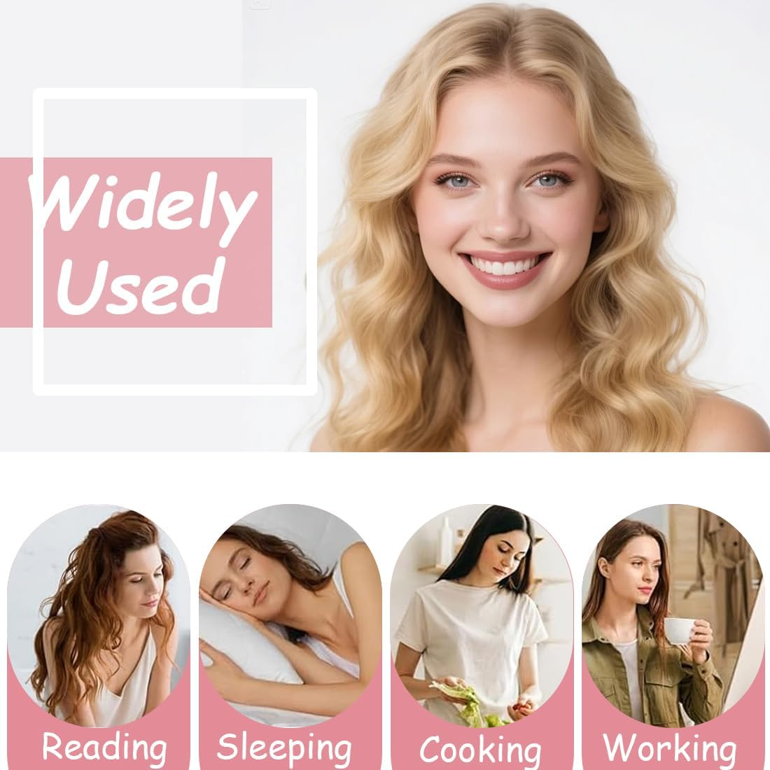 Heatless Small Curling Rods Headband, Non-Slip Heatless Curls, Curls without Heat, Hair Curler DIY Hair Curling Band Hairstyle Set for Long Medium Hair, Pink