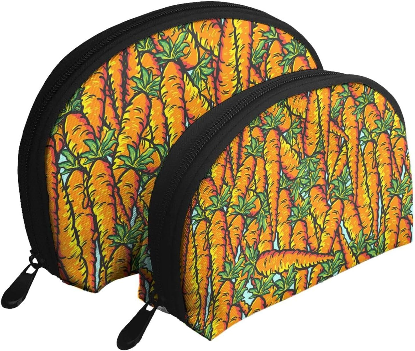 Cozimangoe Coin Pouch Makeup Bags Set, 2 Piece Shell Shape Cosmetic Bag with Pockets for Daily Travel Handbag Lipstick Keys Toiletry, Personalized Carrots image number 5