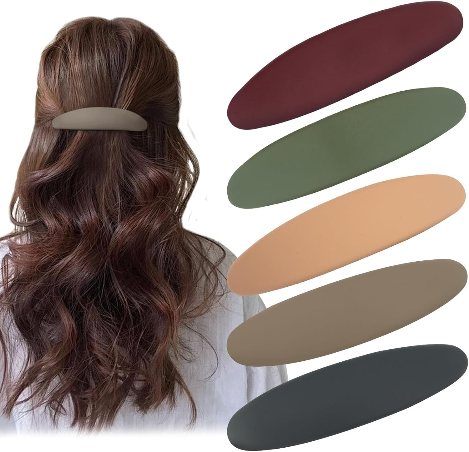 Pack of 5 Hair Clips Women'S Thin Hair, Automatic Hair Clips Vintage, French Hair Clips Women for Thin Hair and Thick Hair, Long Basic Hair Clips Set for Women (B)