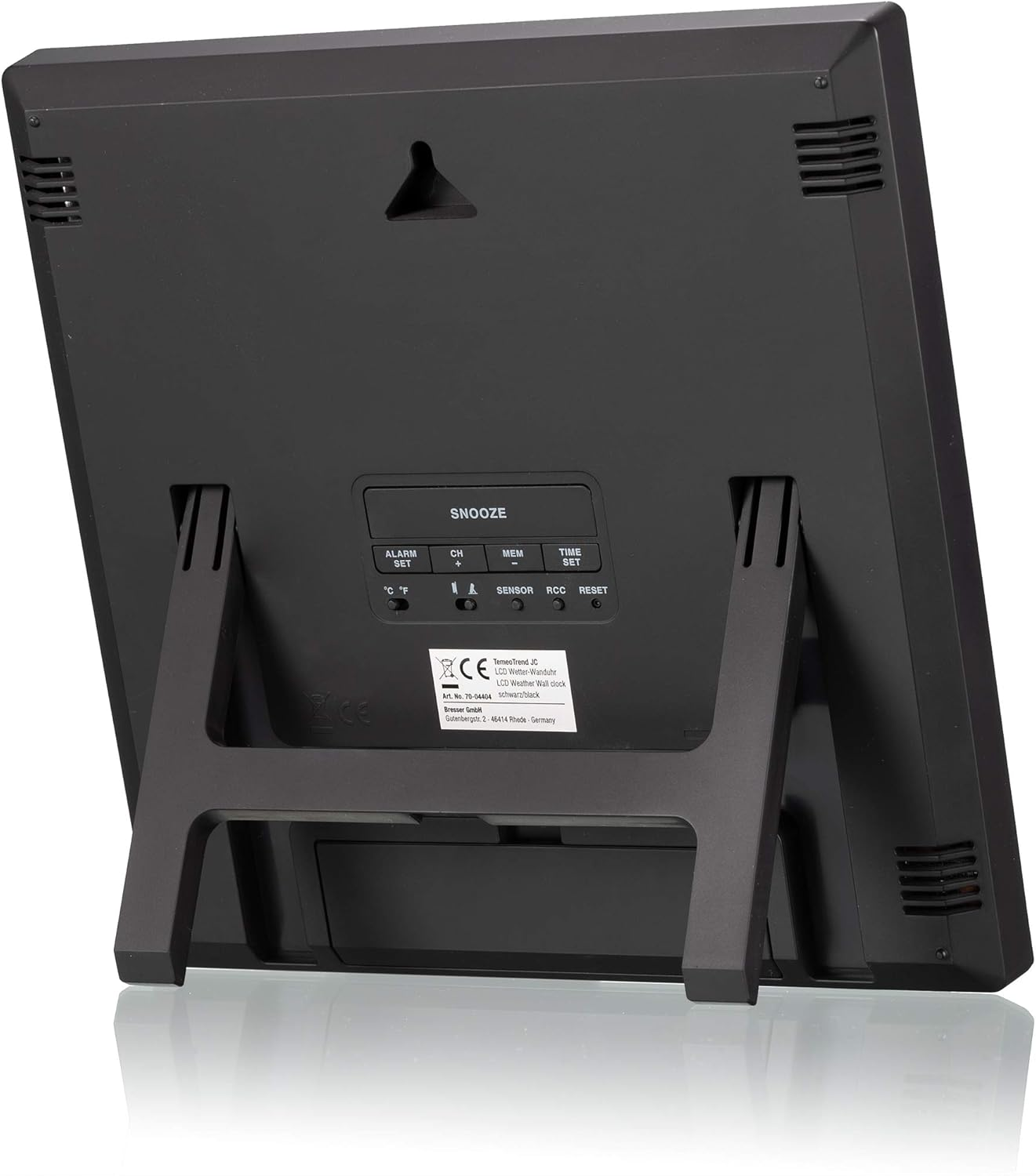 Bresser Weather Station Wall Clock Temeotrend JC 22X22Cm with Outdoor Sensor, Black image number 5