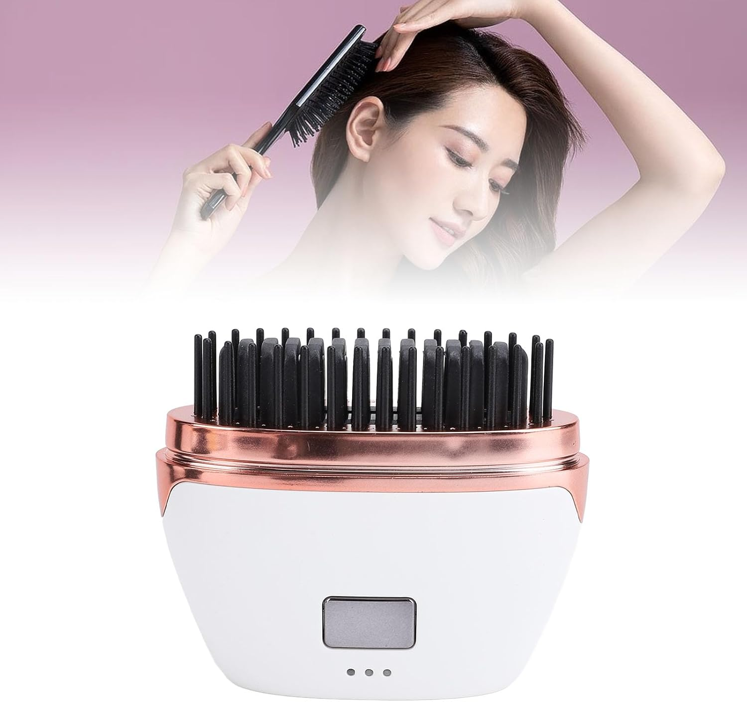 Cordless Hair Straightener Brush, Rechargeable Mini Hair Straightener Comb MCH Ceramic Heating, 3 Temperature Settings, Portable Pocket Size Hair Brush for Travel image number 3