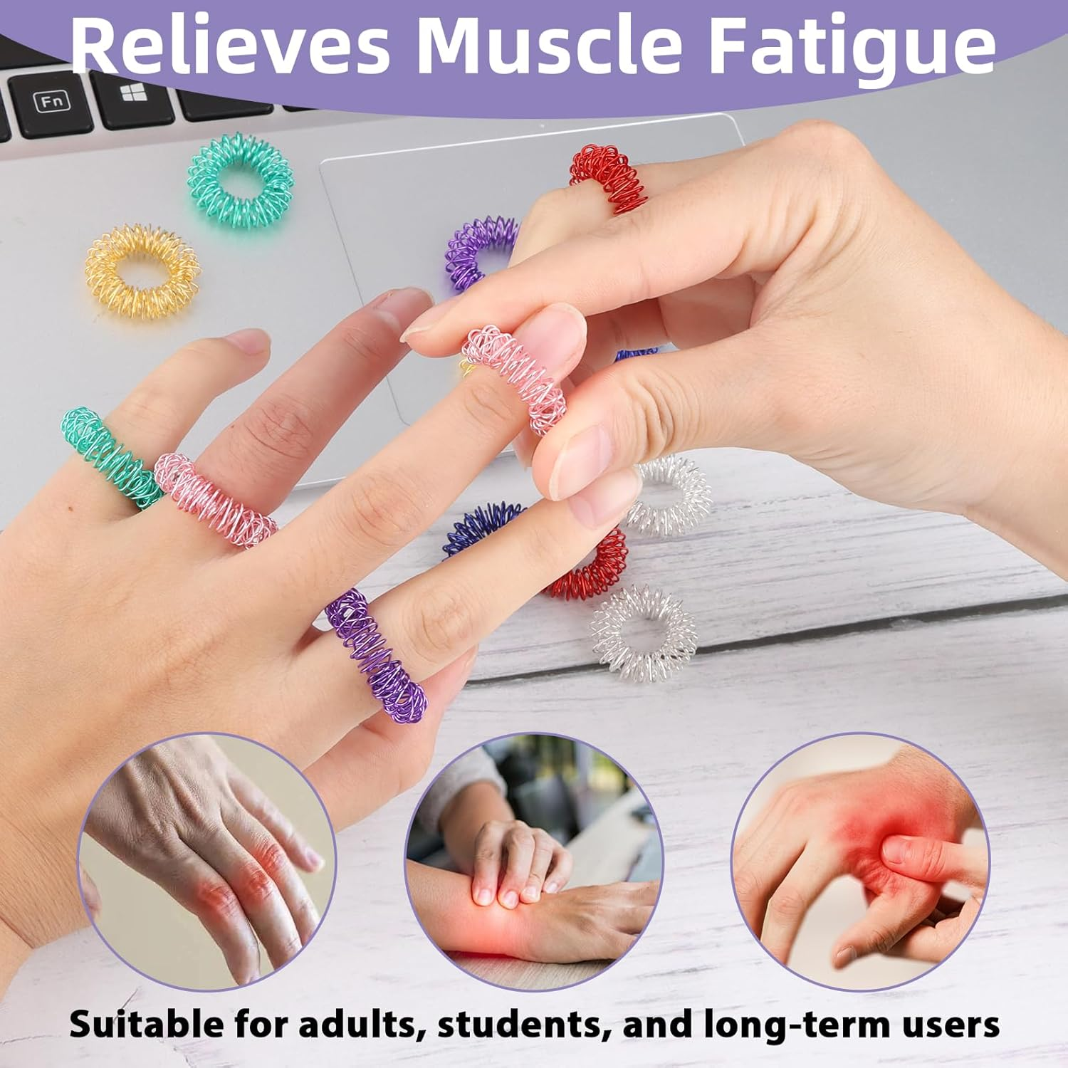 14 Pcs Spiky Sensory Ring Set, Silent Stress Reducer Fidget Rings, Multi Color Mini Spring Finger Massager Acupressure Ring Spring Focus Relaxation Anxiety ADHD Autism Stress Relief image number 2