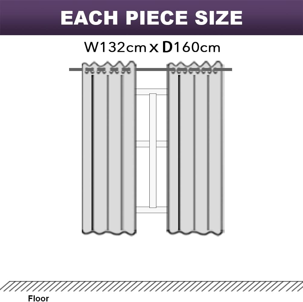 H.VERSAILTEX 100% Blackout Curtains Completely Blackout Window Drapes Thermal Insulate Double Layer with Black Liner for Bedroom 2 Panels Set, Each W132Cm X D160Cm, Natural image number 7